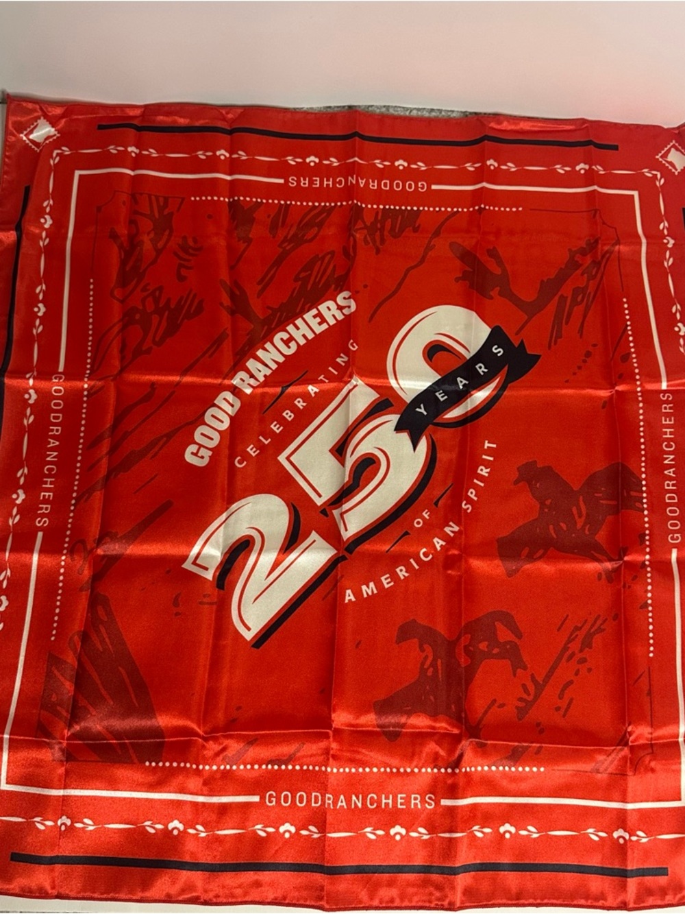 Good Ranchers America 250 Celebration 2026 Western Cowboy Red Satin Scarf NEW